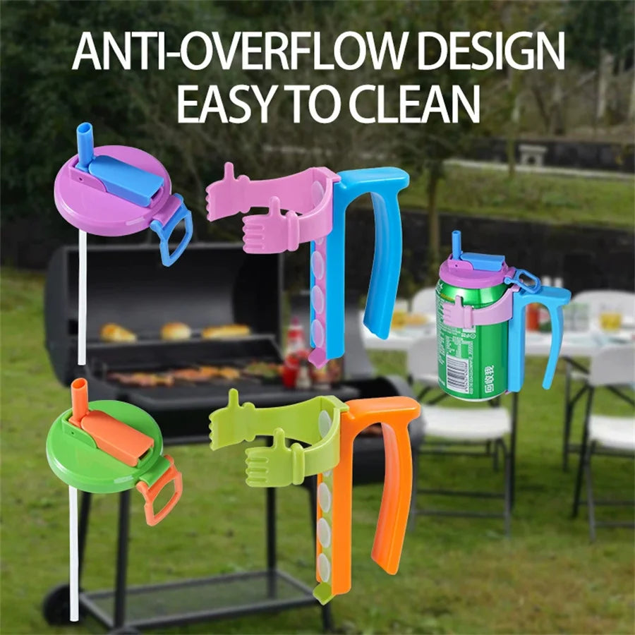 Soda Can Lid & Holder – Anti-Spill, Straw & Easy Pull Can Lid & Holder Babs