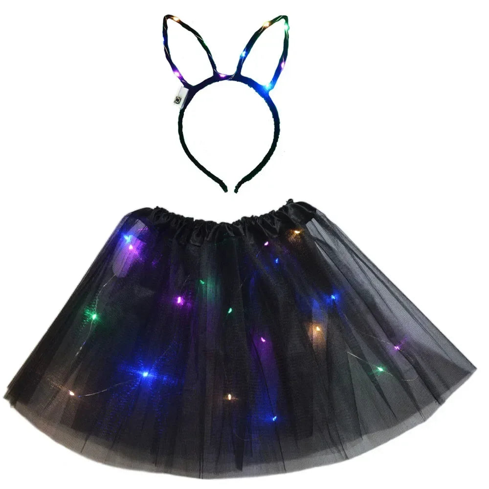 LED Light-Up Princess Tutu Skirt & Bunny Headband Set LED Costume Set Babs 19 for 3-12 years girls