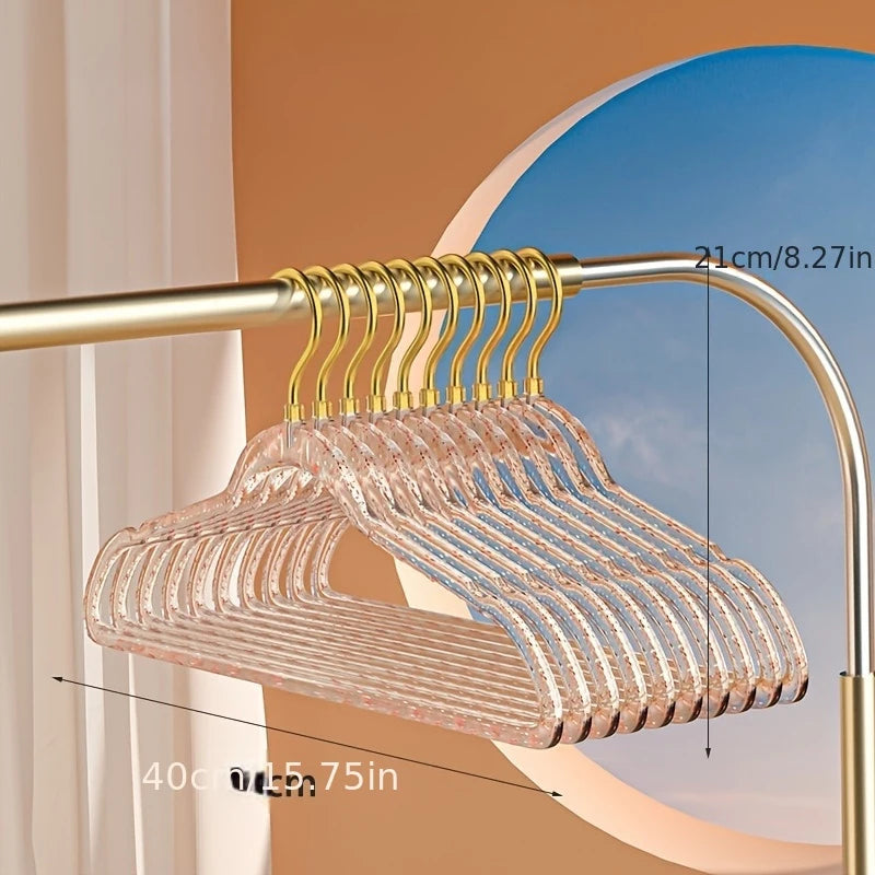 10Pcs Clear Acrylic Clothes Hangers with Gold Hook | Wardrobe Clothes Hangers Babs