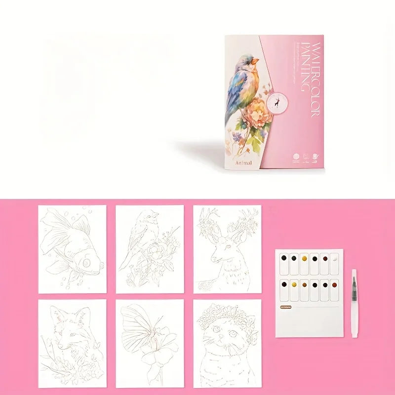 Creative Watercolor Painting Set – Paper, Pen & Pigments | 4 Styles Watercolor Art Set Babs light pink