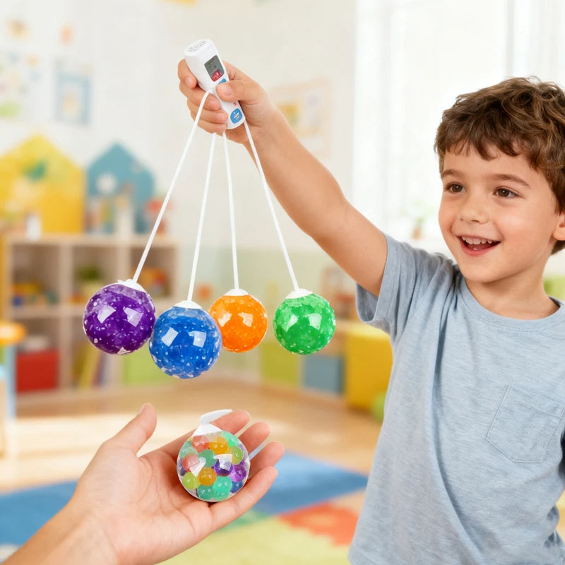 Soft Rubber Squeeze Yo-Yo Balls with Rope – Kids Party Toys Sensory Squeeze Toy Babs