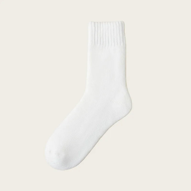 Men's Thick Fleece Lined Thermal Mid Calf Winter Socks 2-Pack Thermal Winter Socks Babs WHITE One Size