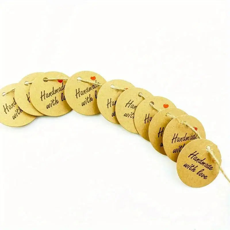 100pcs Round Kraft Paper Gift Tags with Hemp Rope – Wedding & Party Kraft Paper Hang Tags Babs