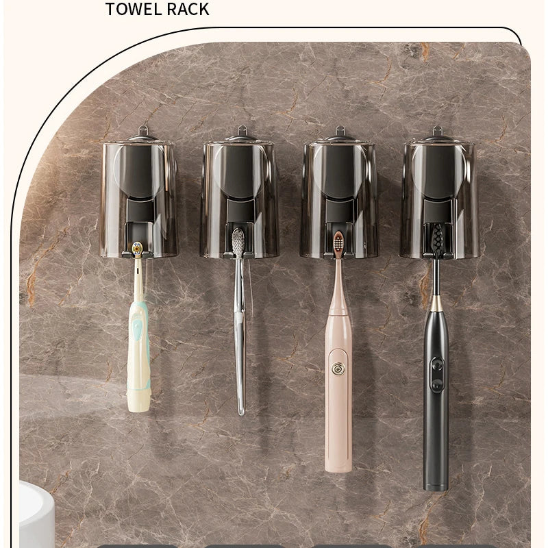 Suction Cup Toothbrush & Mouthwash Holder – No-Drill Wall Mount Bathroom Storage Rack Babs