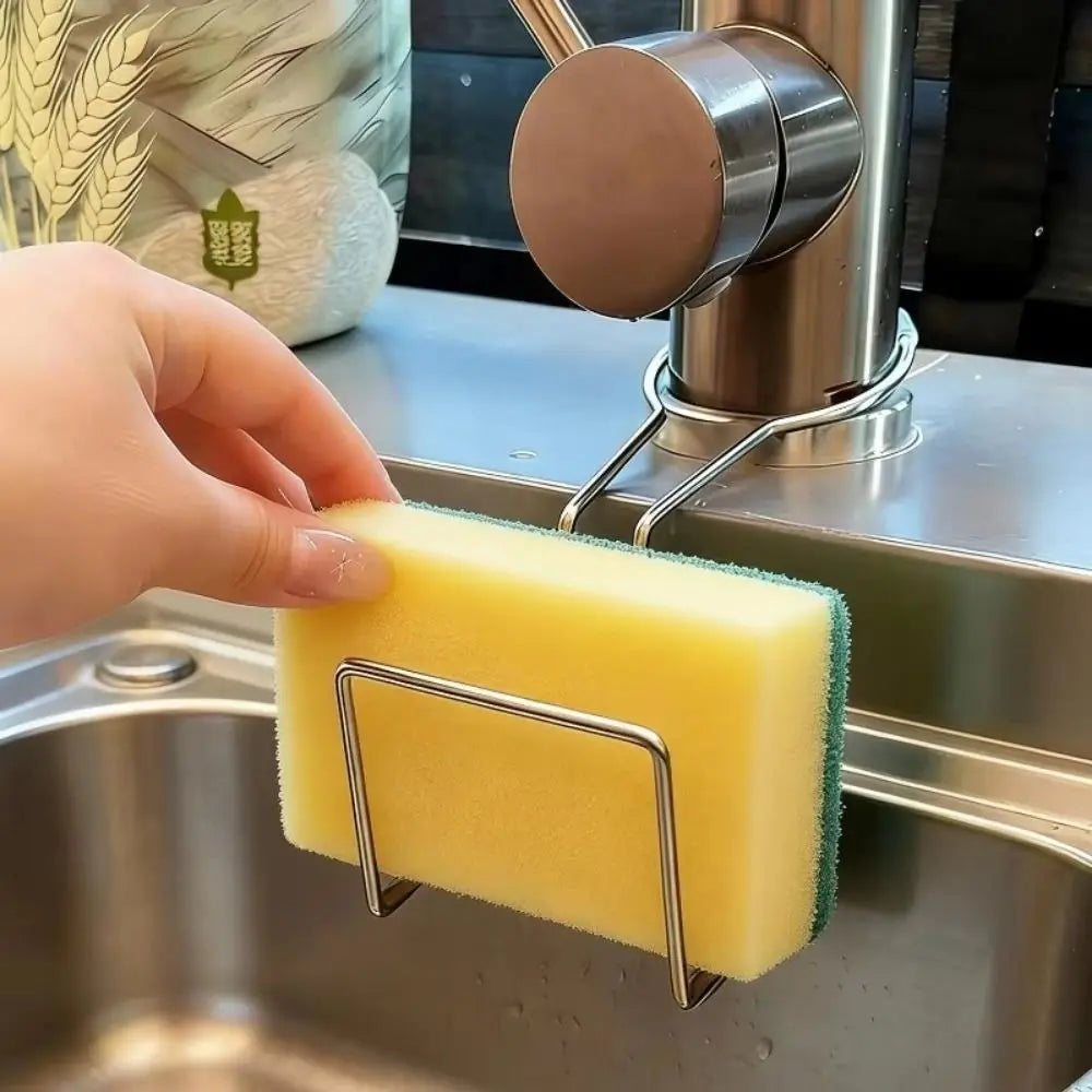 Stainless Steel Sink Sponge Drain Rack | No-Drill Faucet Hook Sink Sponge Holder Babs