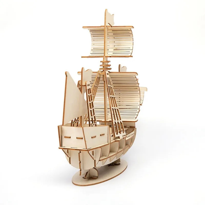 3D Sailboat Wooden Puzzle Model – DIY Assembly Craft Kit 3D Wooden Puzzle Babs