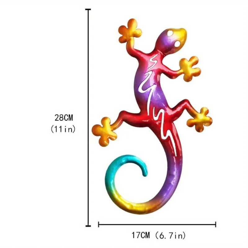 Iron Hollowed Gecko Wall Hanging – Colorful Metal Wall Art Metal Wall Art Babs