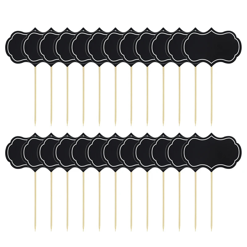 24Pcs Blank Chalkboard Cupcake Toppers & Buffet Label Signs Chalkboard Party Toppers Babs 24pcs