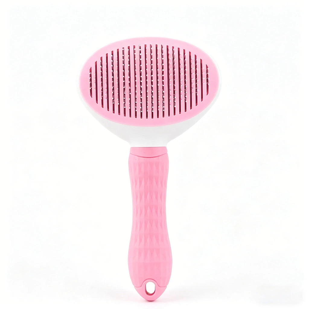 Self-Cleaning Slicker Brush for Dogs & Cats | Non-Slip Handle Pet Grooming Brush Babs pink