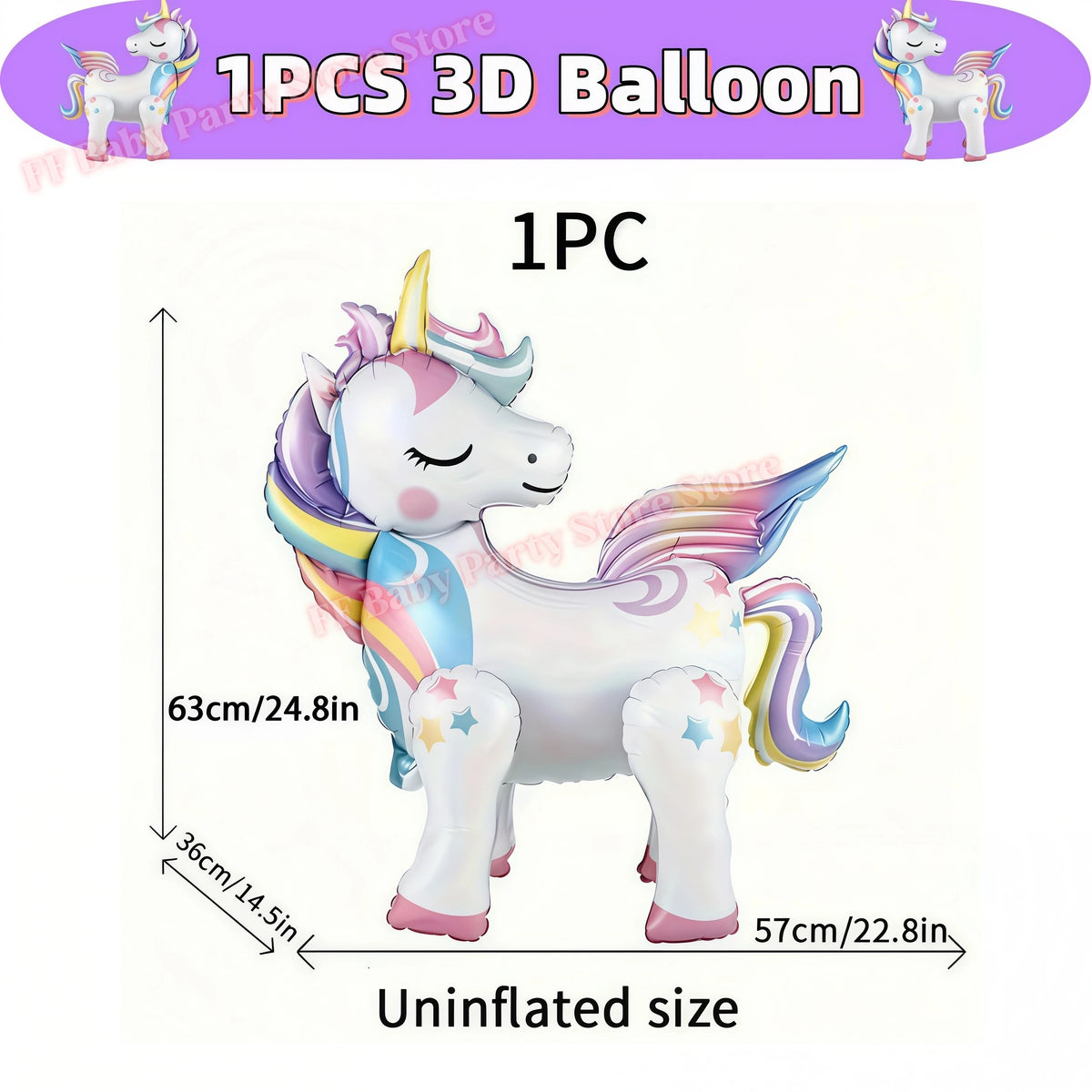 Girls Unicorn Birthday Party Decorations – 3D Balloons & Supplies Party Decoration Set Babs 1pcs balloon others