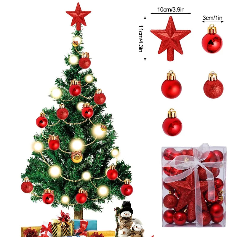 30-Piece Christmas Bauble Ball Set – Tree Ornaments & Star Topper Christmas Tree Ornaments Babs