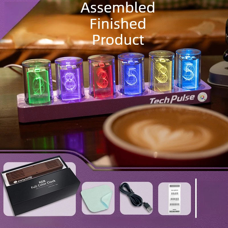 Nixie Tube LED Desk Clock – 16M Colors, Bluetooth, Silent LED Desk Clock Babs Purple