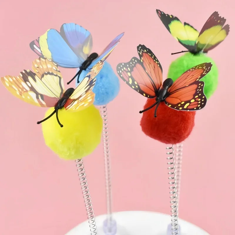 Cat Spring Ball Toys with Suction Cups & Butterfly Design Cat Toy Babs