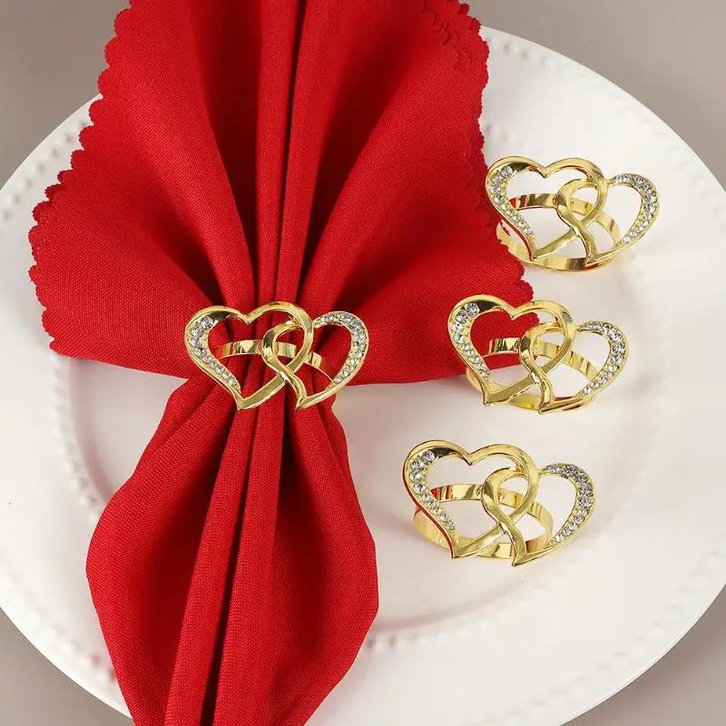 Golden Heart Metal Napkin Rings Set, 2pcs – Table Décor Napkin Rings Set Babs