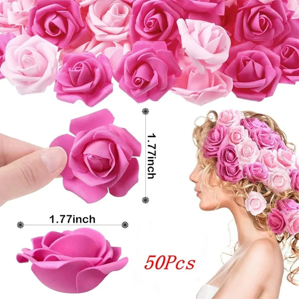 50pcs Artificial PE Rose Foam Flower Heads Bulk – Wedding Decor Artificial Flower Heads Babs