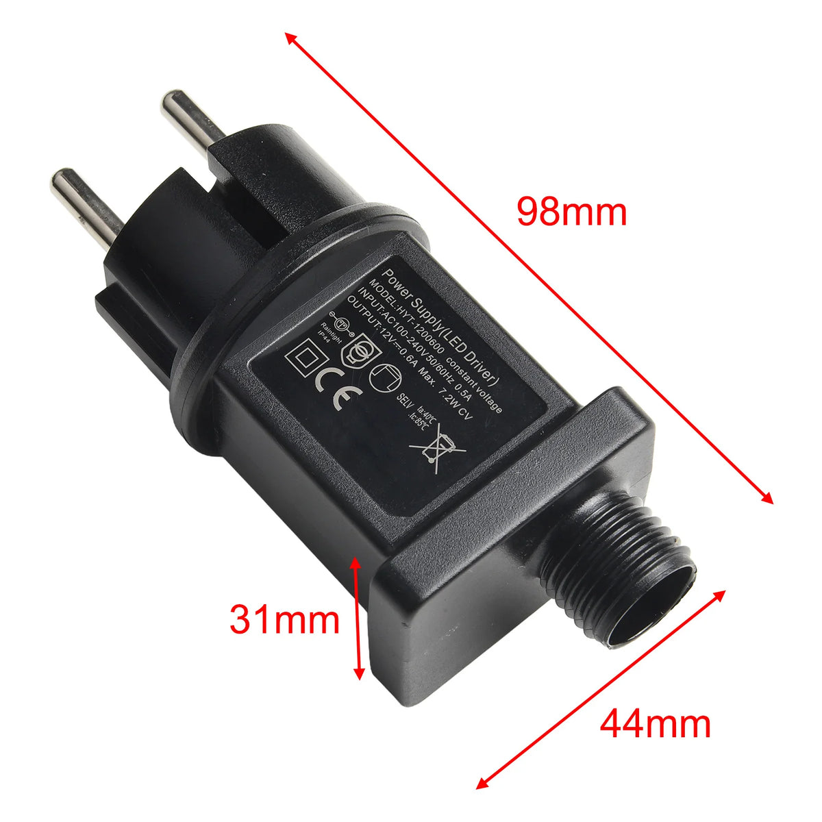 12V LED Fairy Light Adapter IP44 Waterproof Transformer 0.5A–1A LED Power Adapter Babs