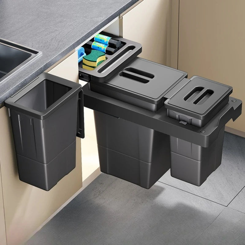 Cabinet-Mounted Kitchen Waste Bin | Large Capacity & Odor-Seal Lid Cabinet Waste Bin Babs
