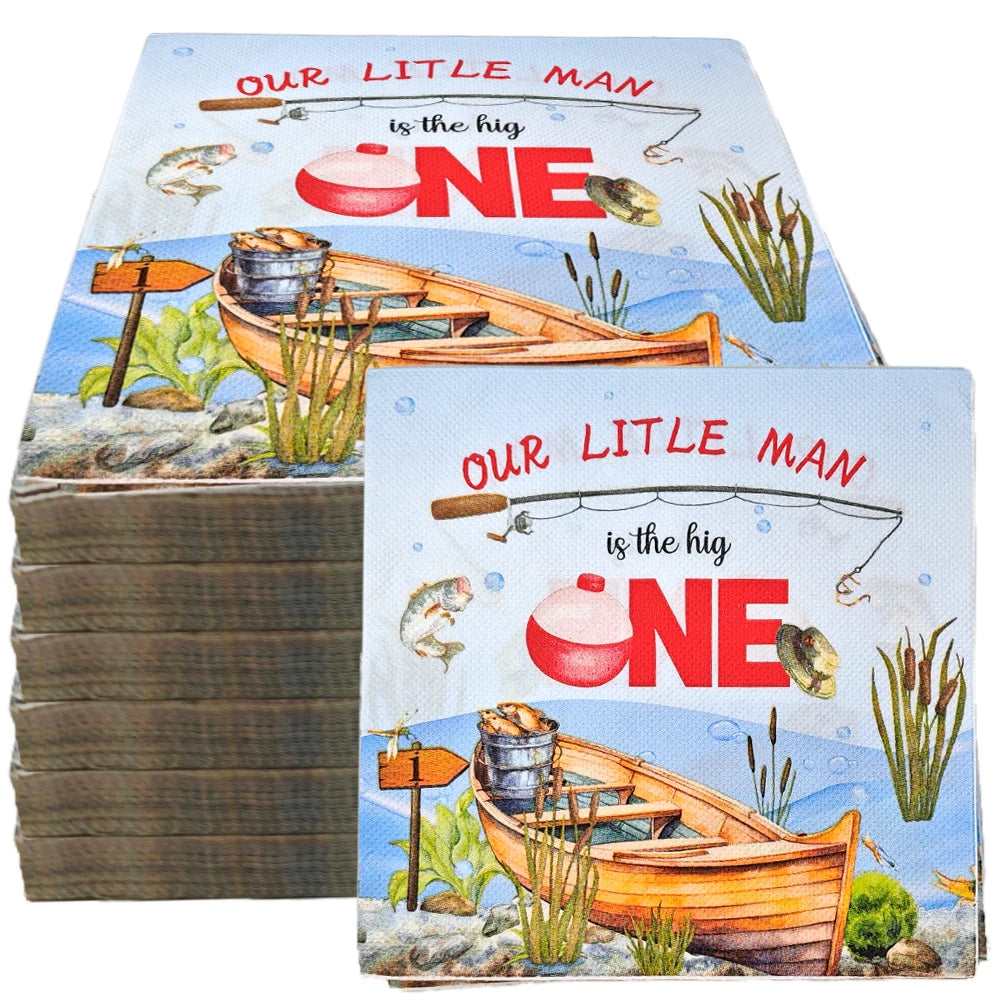 Gone Fishing Party Napkins | Fisherman Theme 20/40/60pc Disposable Party Napkins Babs