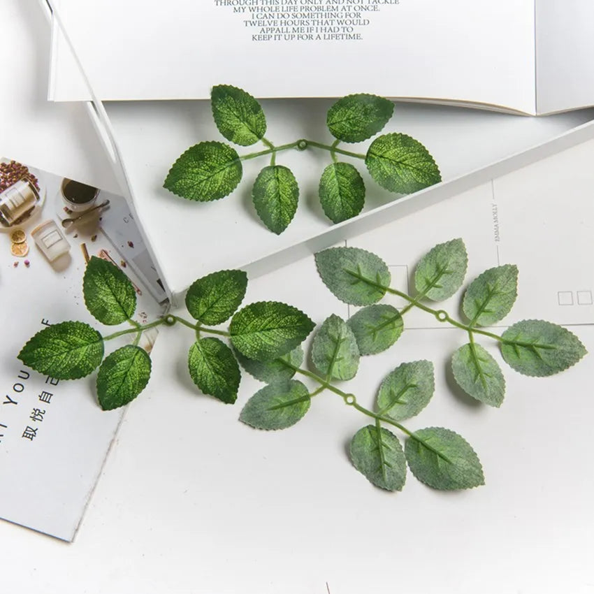 20pcs Silk Rose Leaves Artificial Greenery for Wedding & Home Decor Artificial Silk Leaves Babs
