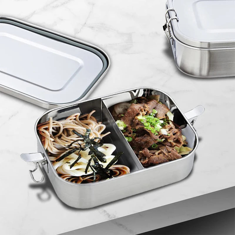 850ml Stainless Steel Lunch Box with Removable Dividers Stainless Steel Lunch Box Babs