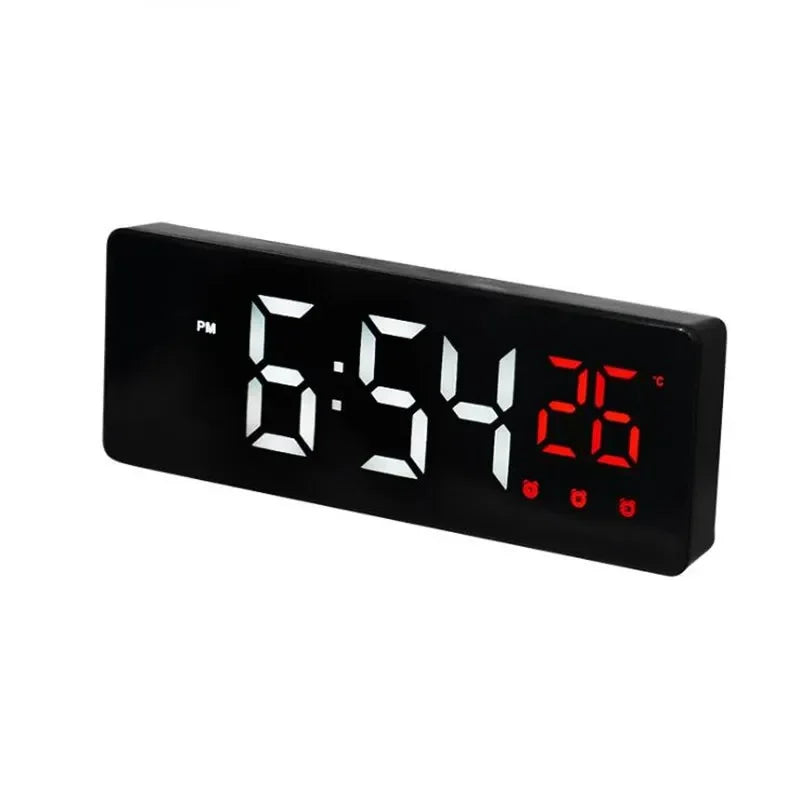 Voice Control LED Mirror Alarm Clock – 3 Alarms & Temp Display LED Alarm Clock Babs red-0715