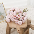 27-Head Silk Peony Artificial Flowers – Wedding & Home Décor Artificial Flower Bouquet Babs Pink 1PC