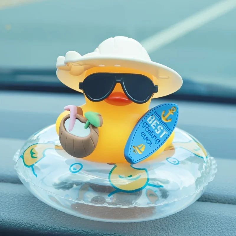 Summer Rubber Duck Car Dashboard Ornament w/ Sunglasses Car Dashboard Ornament Babs