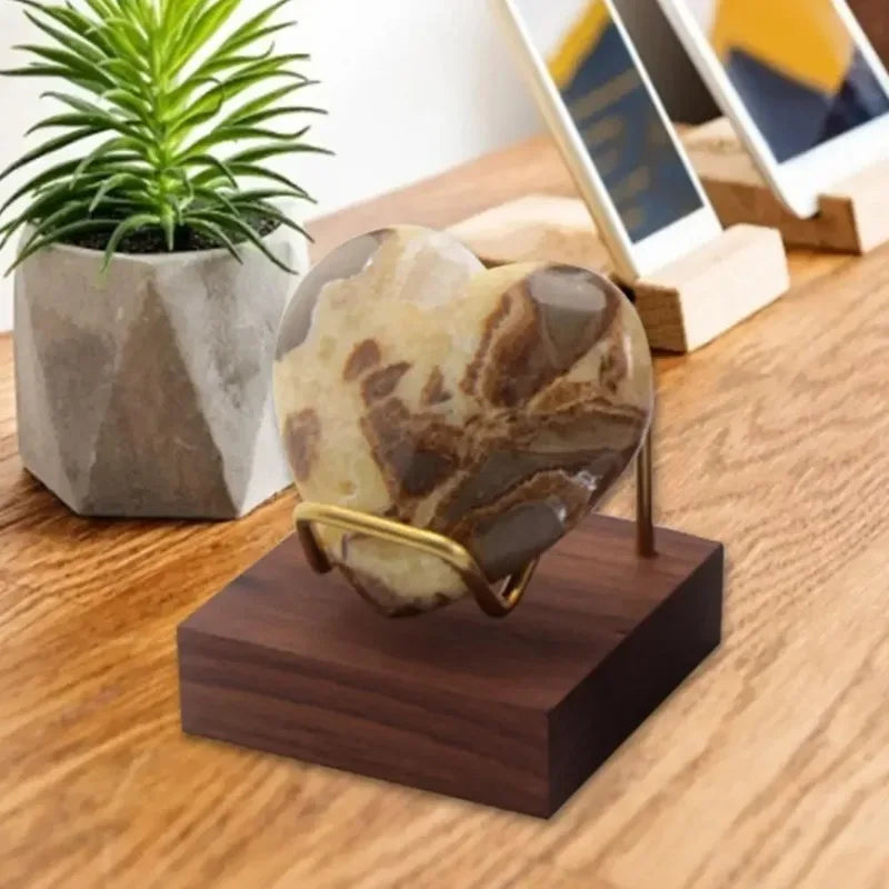Wooden Base Brass Arm Display Stand Easel for Minerals & Gems Mineral Display Stand Babs