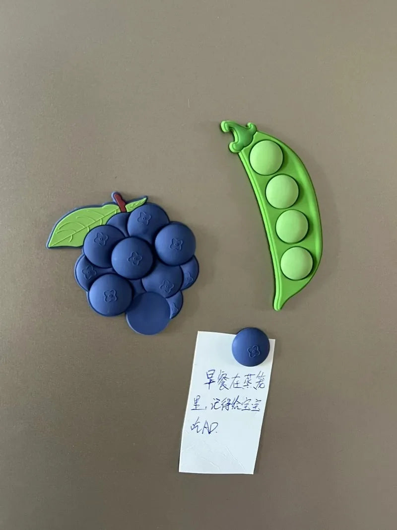 3D Cute Fruit Fridge Magnets – Grape & Pea Acrylic Stickers Decorative Fridge Magnets Babs