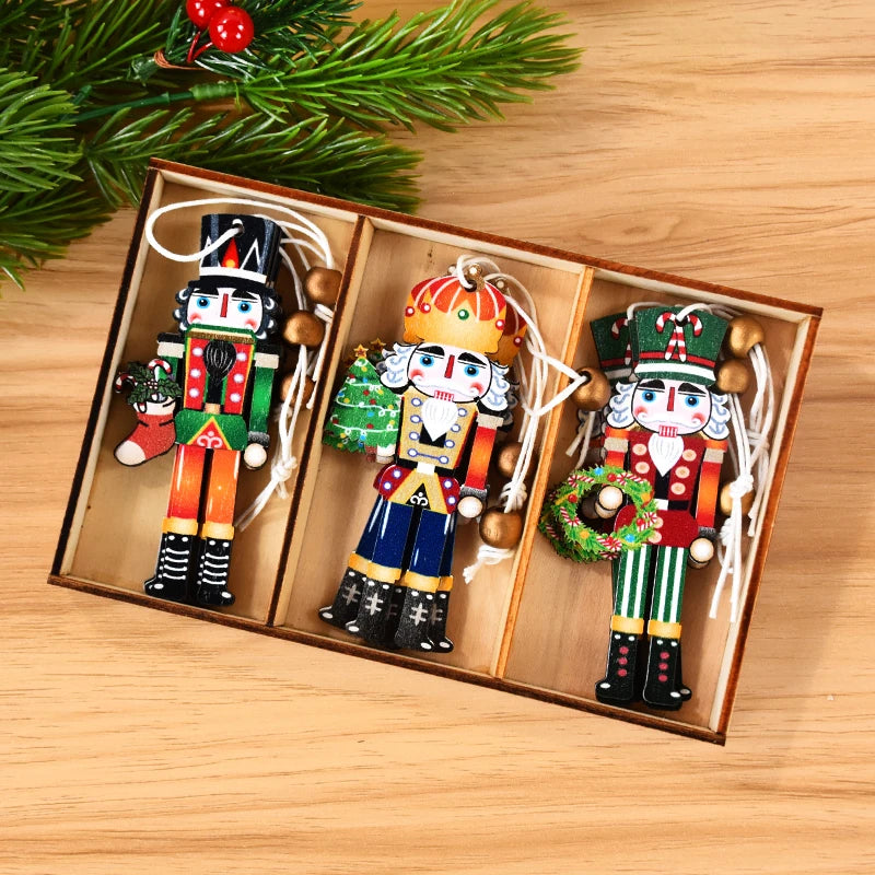 9Pcs Wooden Nutcracker Soldier Christmas Tree Ornaments Set Christmas Tree Ornaments Babs C