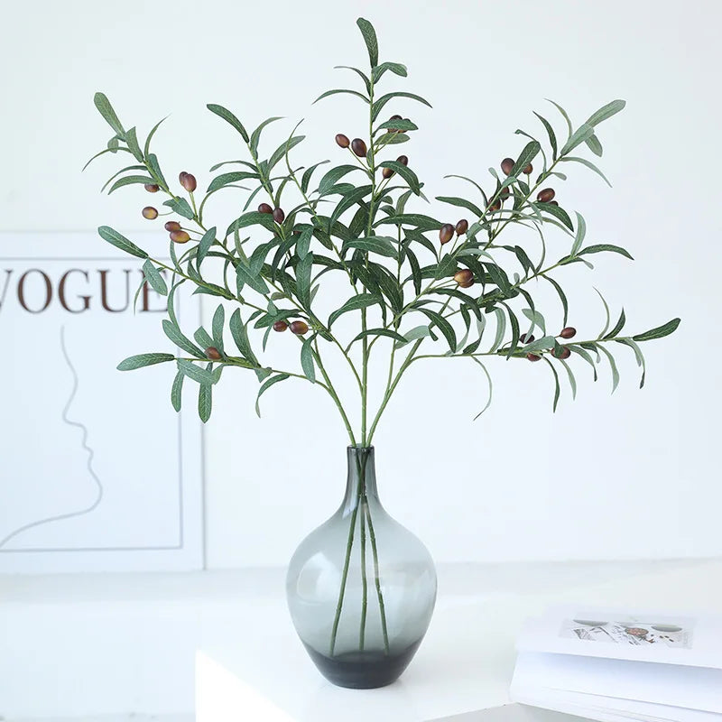 Artificial Olive Branch with Fruits – Faux Plant Home Décor Artificial Plant Branch Babs