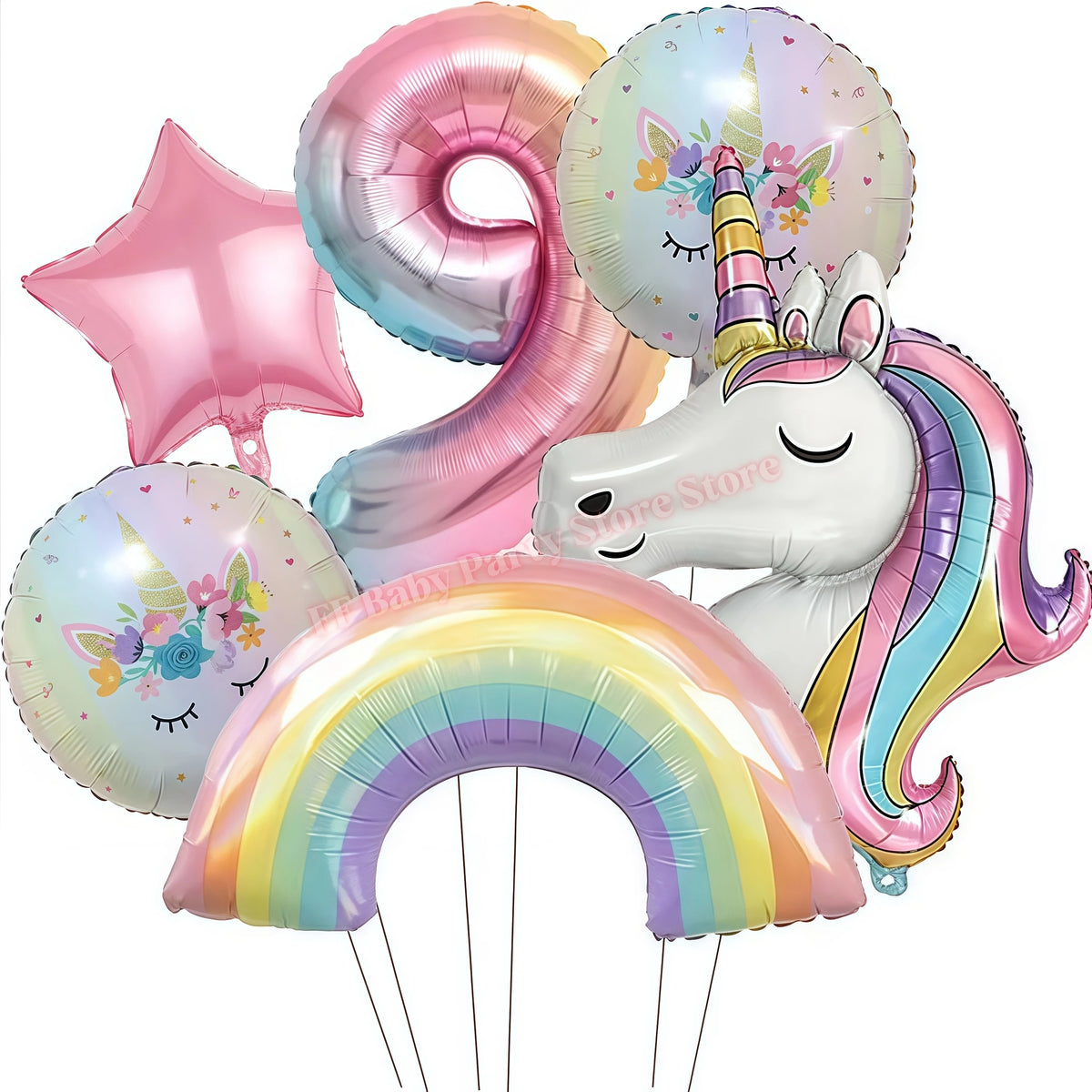 Girls Unicorn Birthday Party Decorations – 3D Balloons & Supplies Party Decoration Set Babs Balloon set-9 others