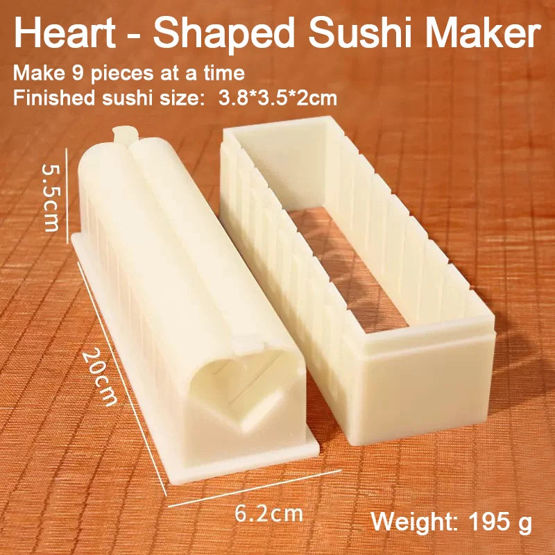 Sushi Maker Mold Set – Round, Square & Heart Onigiri Molds Sushi Mold Set Babs White Heart Mold Set