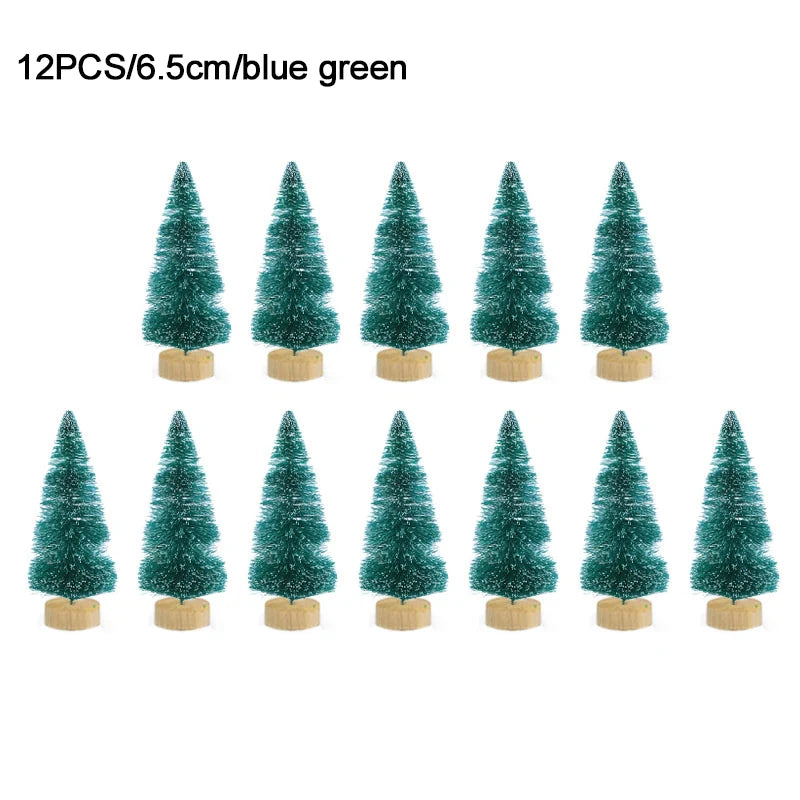12pcs Mini Sisal Christmas Trees – DIY Holiday Table Decor Christmas Tree Decor Babs 6.5cm-blue green as picture