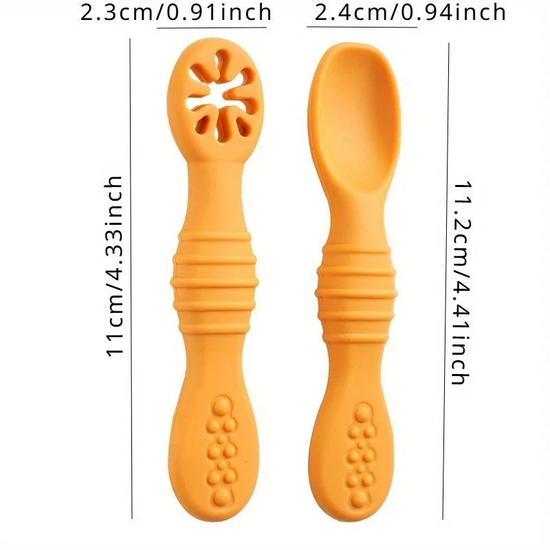 2pcs Food Grade Baby Feeding Spoons – Safe Tableware Set Baby Feeding Spoon Babs