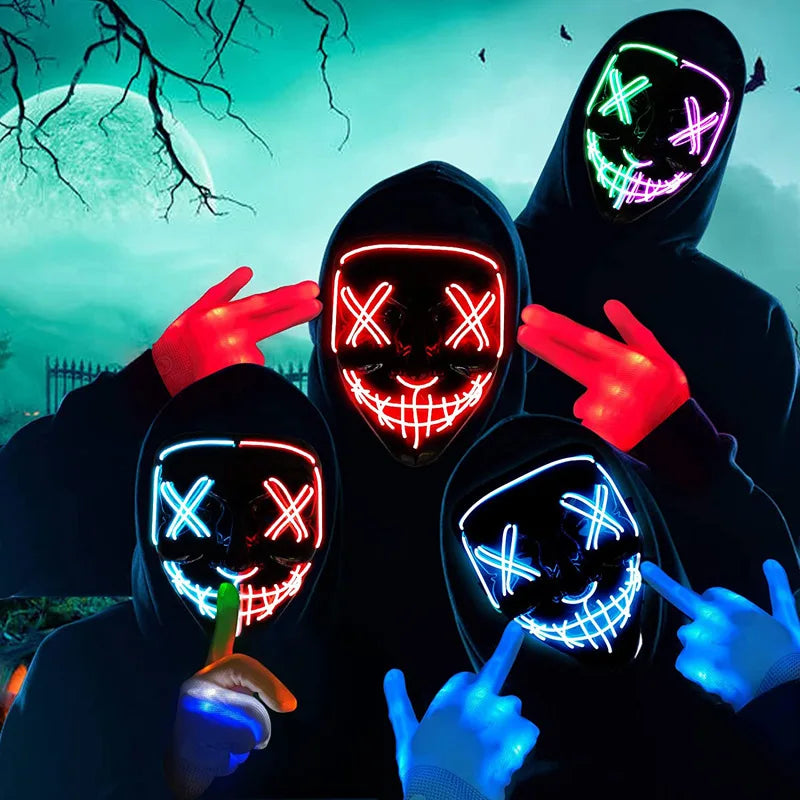 LED Glowing EL Wire Party Mask – Halloween Cosplay Costume LED Costume Mask Babs