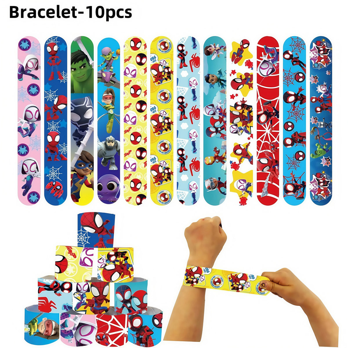 Spider-Man Birthday Party Supplies – Plates, Cups & Balloons Birthday Party Kit Babs 10pcs slap bracelet
