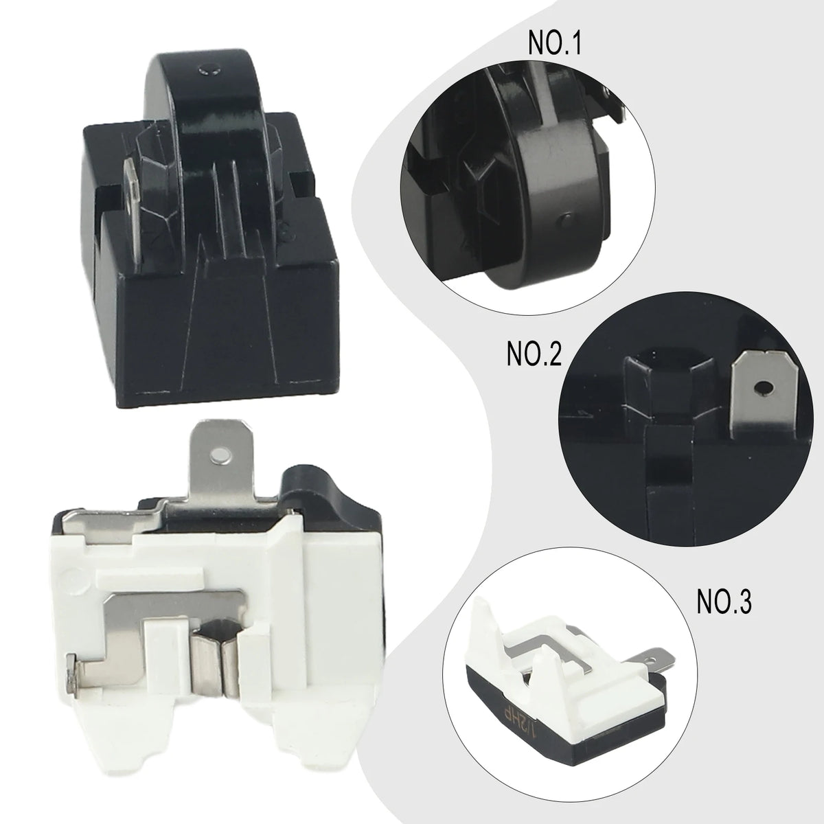 PTC Starter Relay & Overload Protector for Refrigerator 12Ω 1-4 Pin Refrigerator Relay Part Babs