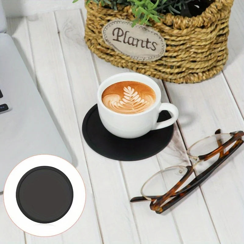 Non-Slip Silicone Drink Coasters – Black Set of 2 or 4 Drink Coaster Set Babs