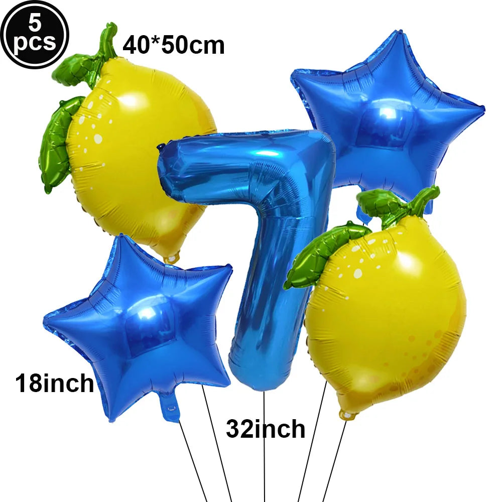 Lemon Foil Balloon Set with 32" Number Balloons – Party Decor Foil Balloon Set Babs Orange as show