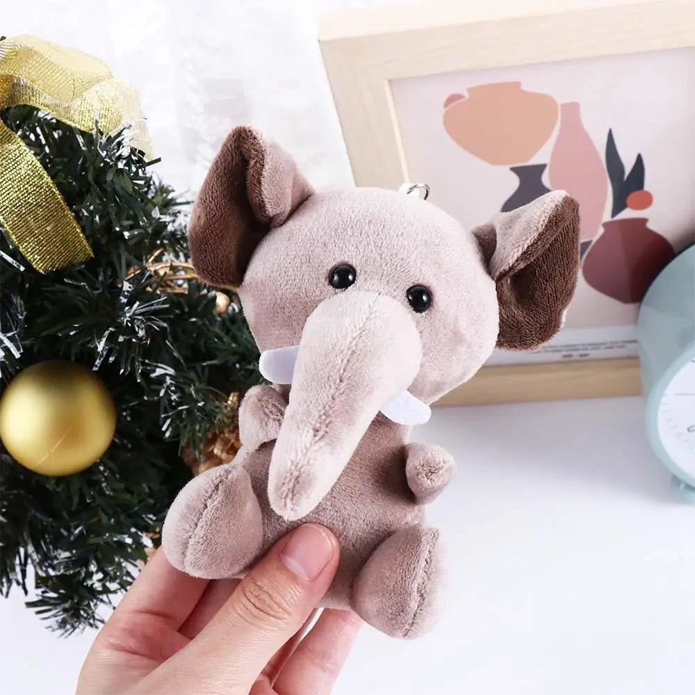 Jungle Animal Plush Keychain – Elephant & Tiger Stuffed Plush Keychain Babs