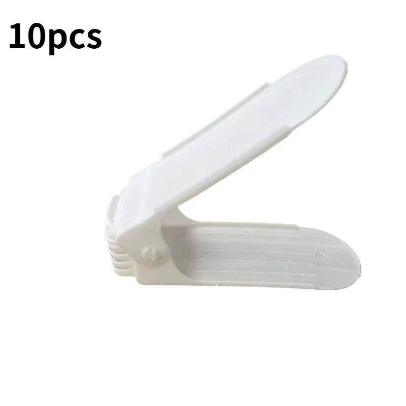 10-Pack Adjustable Stackable Shoe Rack Organizer | 4-Level Stackable Shoe Organizer Babs white 10pcs