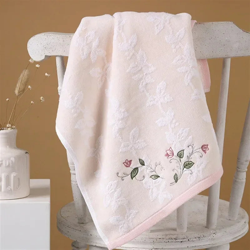 68x34cm Embroidered Cotton Face Towel – Soft & Quick-Dry Cotton Face Towel Babs