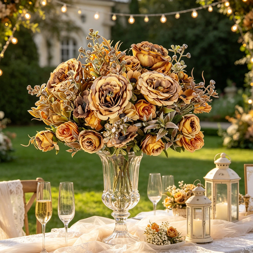 Artificial Silk Retro Rose Bouquet – Wedding & Home Decor Artificial Flower Bouquet Babs