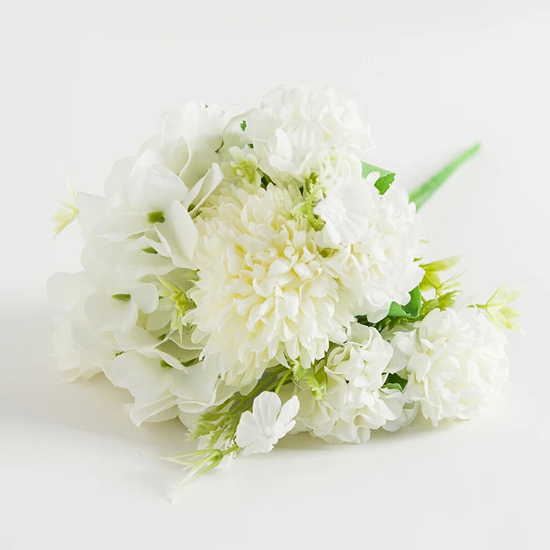 Silk Hydrangea Artificial Flowers – Wedding & Home Decor Artificial Silk Flowers Babs WHITE 1pc
