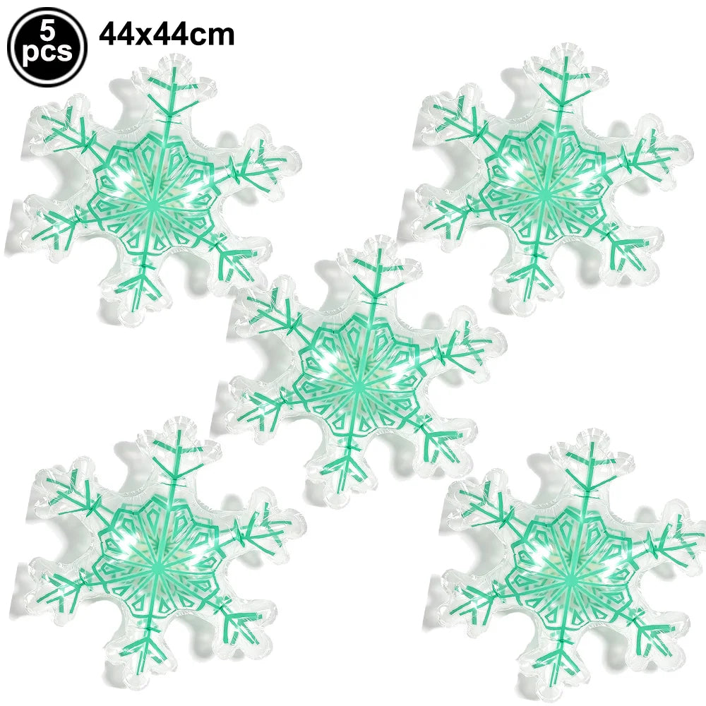 Snowflake Foil Balloons – White Pink Blue Party Décor Foil Party Balloons Babs plum As pictures show