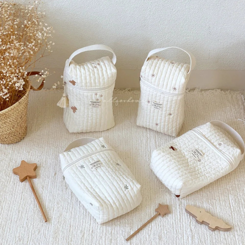 Quilted Baby Diaper Caddy Organizer | Embroidered Mommy Bag Diaper Caddy Bag Babs