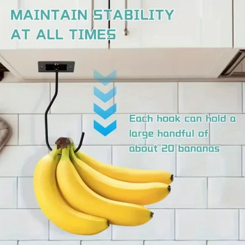 Under Cabinet Banana Holder Hook – 2 or 4 Pcs | Iron Hanger Cabinet Storage Hook Babs