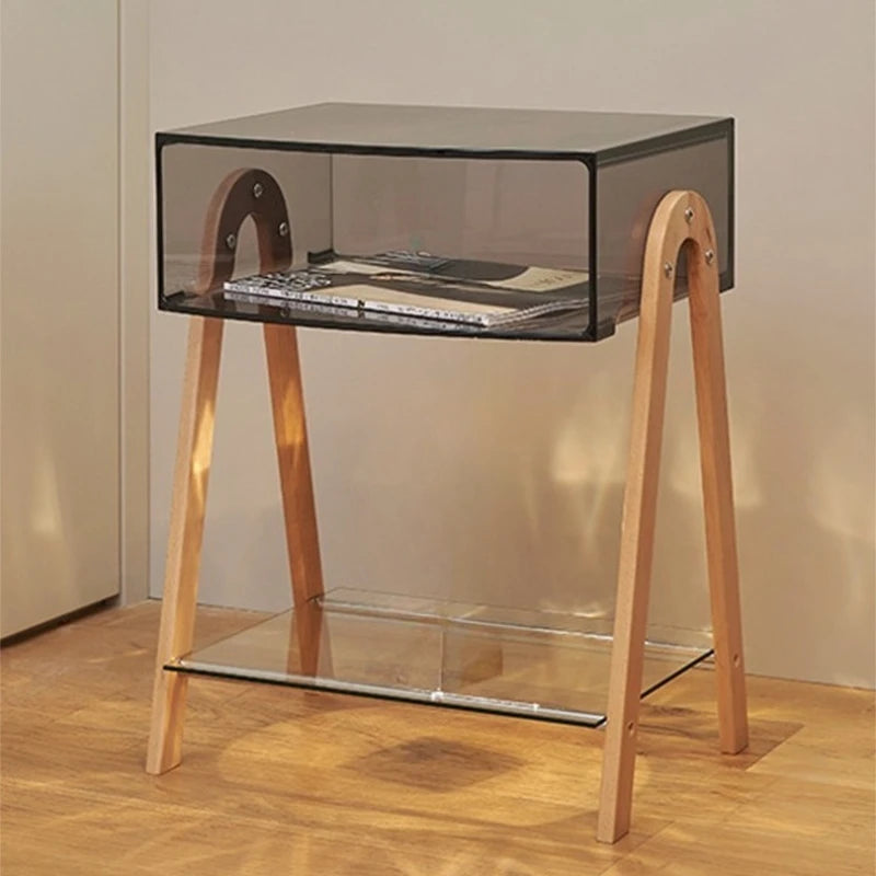 Modern Nordic Acrylic Side Table with Storage – 43×34.5×66cm Acrylic Side Table Babs