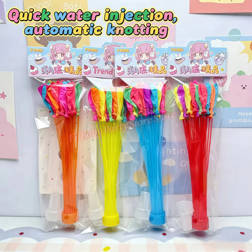 111Pcs Self-Tie Water Balloons – Fast Fill Splash Balls Set Water Balloon Set Babs 111pcs 1set